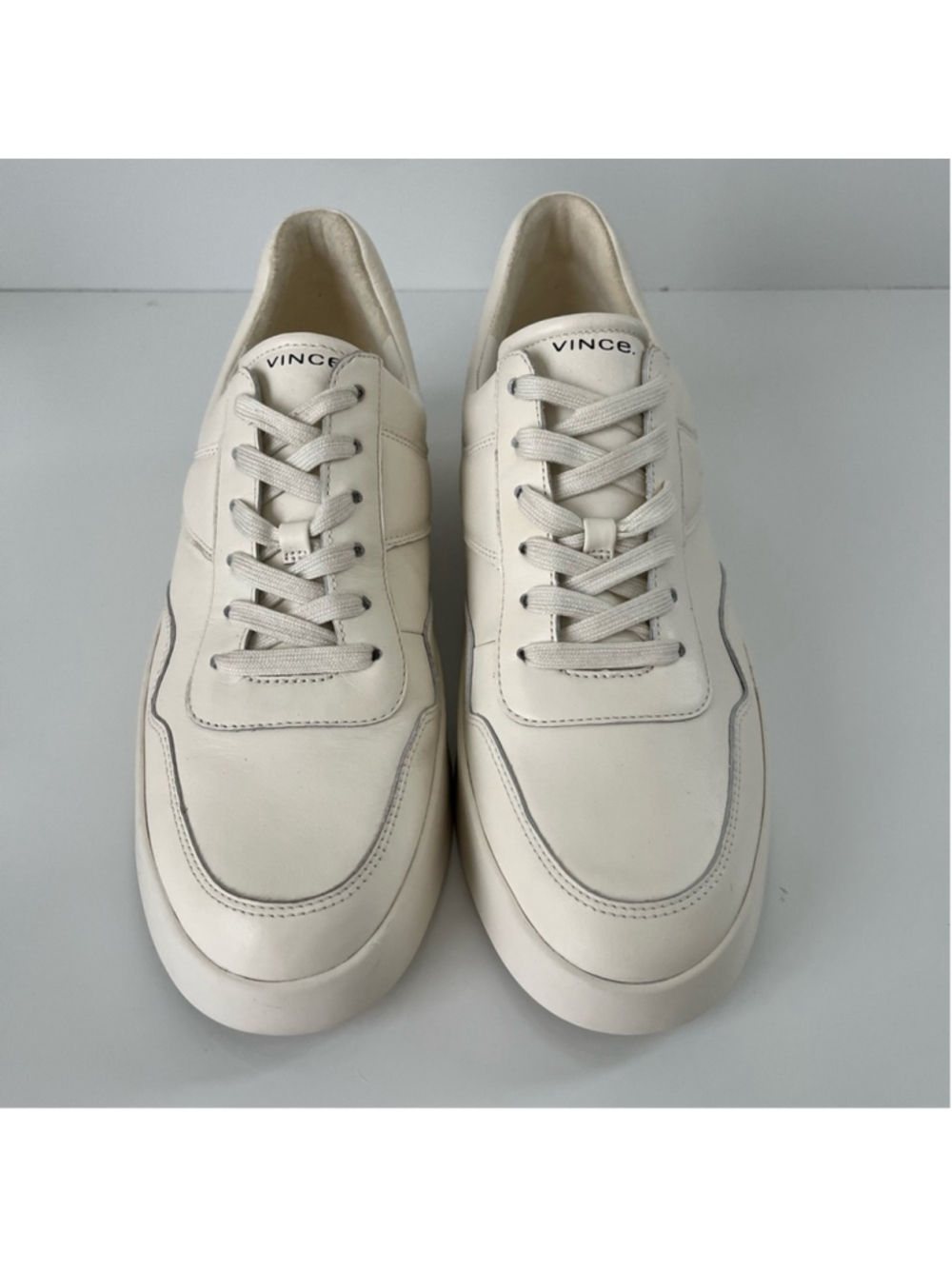Vince Warren Court Platform Lace Up Sneakers Milk White Leather Womens 10 - Picture 9 of 16